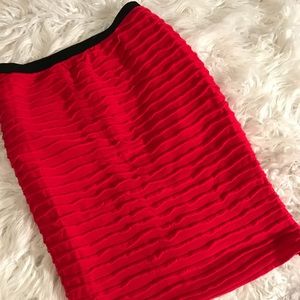 Red ruffle fitted skirt